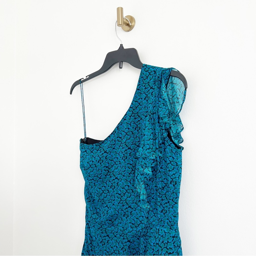 Karina Grimaldi Revolve Tana One Shoulder Ruched Mini Dress Teal Size XS - Picture 6 of 13